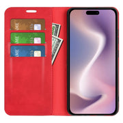 For iPhone 16 Retro-skin  Magnetic Suction Leather Phone Case(Red)