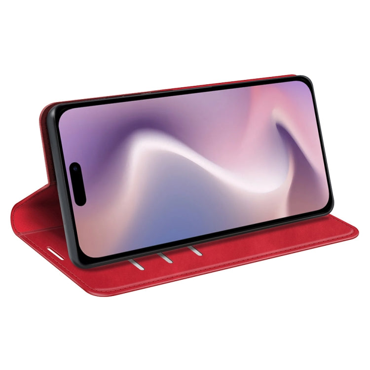 For iPhone 16 Retro-skin  Magnetic Suction Leather Phone Case(Red)