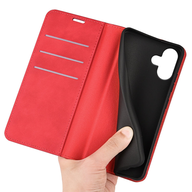 For iPhone 16 Retro-skin  Magnetic Suction Leather Phone Case(Red)