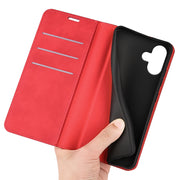For iPhone 16 Retro-skin  Magnetic Suction Leather Phone Case(Red)