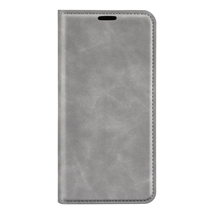 For iPhone 16 Pro Retro-skin  Magnetic Suction Leather Phone Case(Grey)