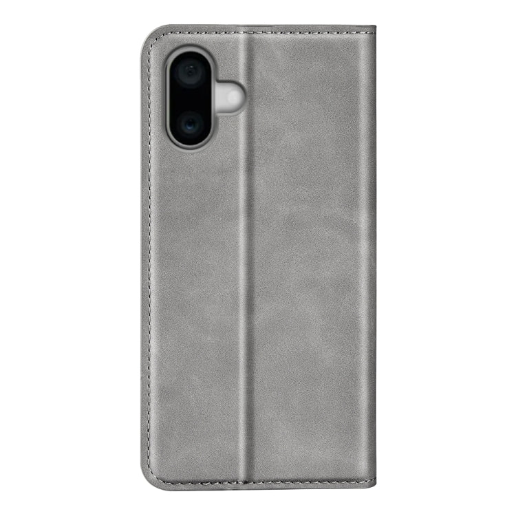 For iPhone 16 Pro Retro-skin  Magnetic Suction Leather Phone Case(Grey)