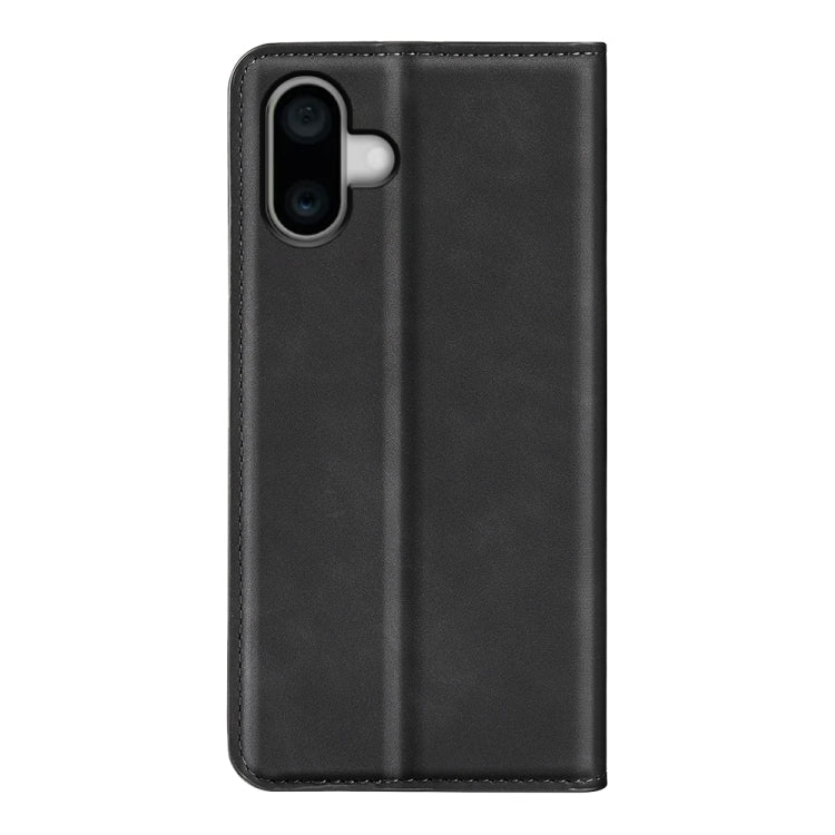 For iPhone 16 Plus Retro-skin  Magnetic Suction Leather Phone Case(Black)