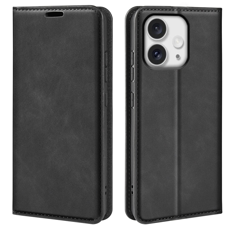 For iPhone 16 Pro Max Retro-skin Magnetic Suction Leather Phone Case(Black)