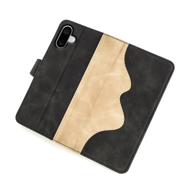 For iPhone 16 Stitching Horizontal Flip Leather Phone Case(Black)