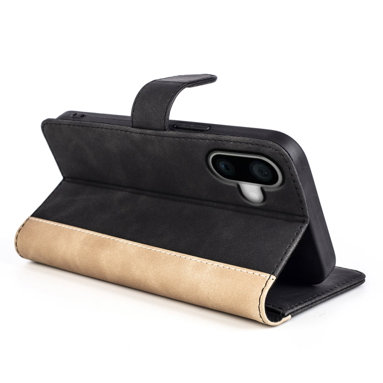 For iPhone 16 Stitching Horizontal Flip Leather Phone Case(Black)
