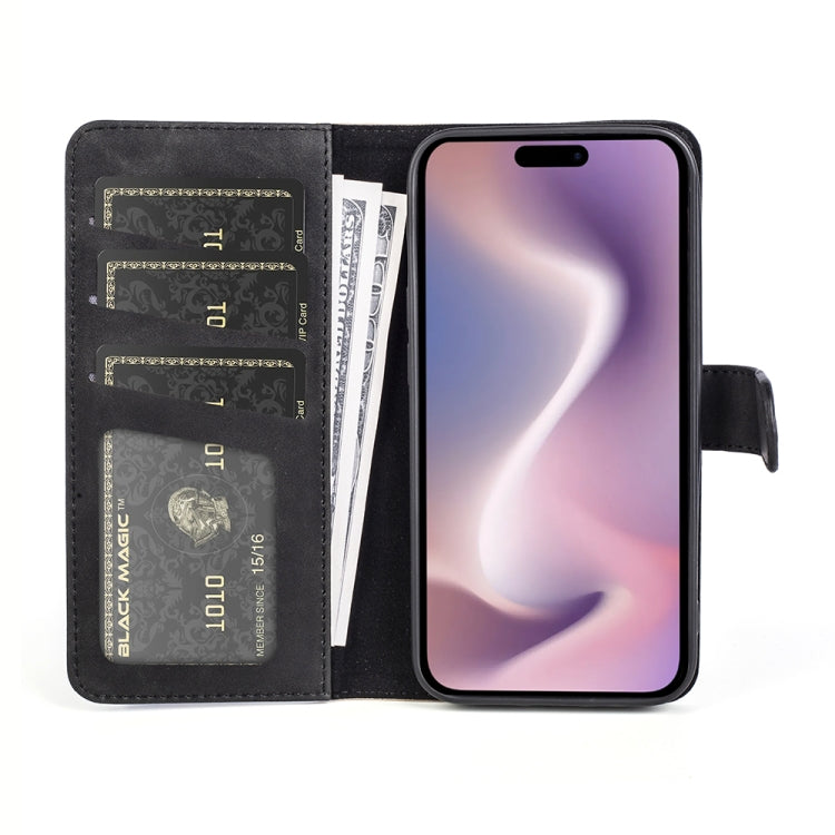 For iPhone 16 Plus Stitching Horizontal Flip Leather Phone Case(Black)