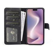 For iPhone 16 Plus Stitching Horizontal Flip Leather Phone Case(Black)