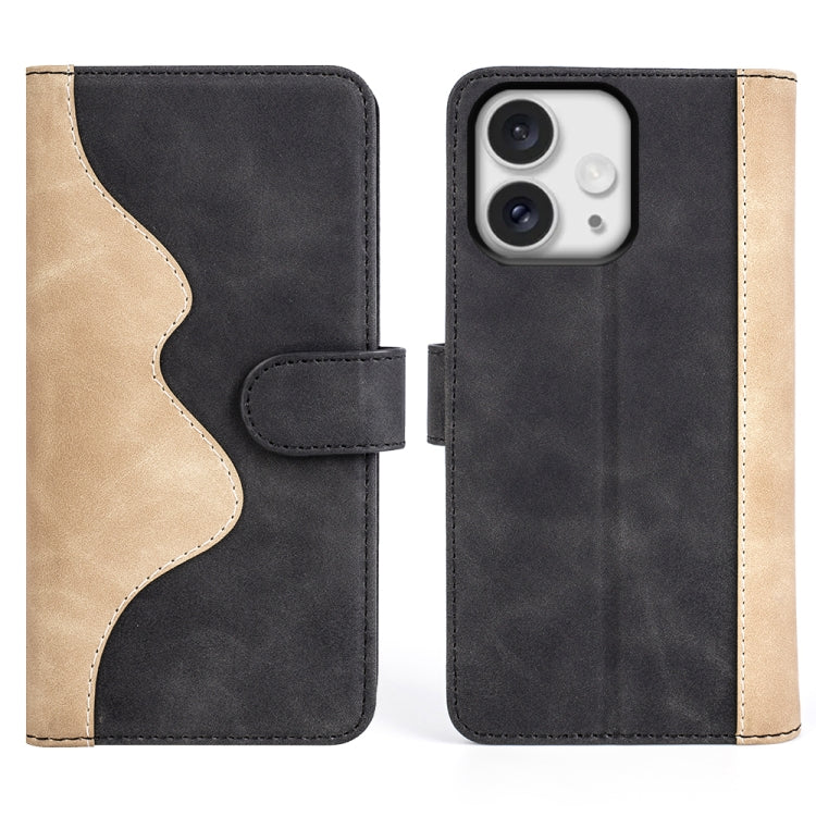 For iPhone 16 Pro Stitching Horizontal Flip Leather Phone Case(Black)