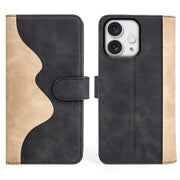 For iPhone 16 Pro Stitching Horizontal Flip Leather Phone Case(Black)