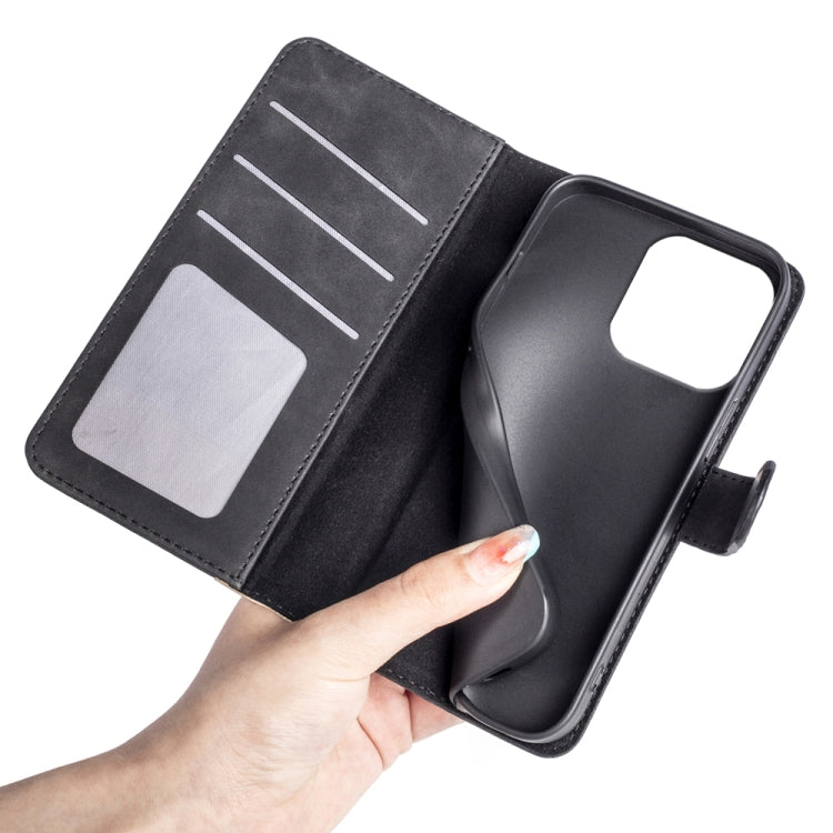 For iPhone 16 Pro Stitching Horizontal Flip Leather Phone Case(Black)