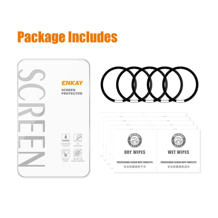 For Garmin Forerunner 955 / 955 Solar 5pcs ENKAY 3D Full Coverage Soft PC Edge PMMA HD Screen Protector Film