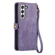 For Samsung Galaxy S20 Geometric Zipper Wallet Side Buckle Leather Phone Case(Purple)