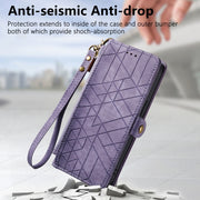 For Samsung Galaxy S20 Geometric Zipper Wallet Side Buckle Leather Phone Case(Purple)