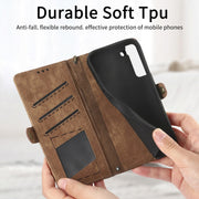 For Samsung Galaxy S20 Geometric Zipper Wallet Side Buckle Leather Phone Case(Brown)