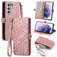 For Samsung Galaxy S20 FE Geometric Zipper Wallet Side Buckle Leather Phone Case(Pink) - free shipping - PMC TechLife - Order now!
