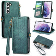 For Samsung Galaxy Note20 Geometric Zipper Wallet Side Buckle Leather Phone Case(Green) - free shipping - PMC TechLife - Order now!