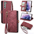 For Samsung Galaxy Note20 Geometric Zipper Wallet Side Buckle Leather Phone Case(Red) - free shipping - PMC TechLife - Order now!