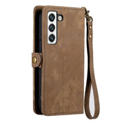 For Samsung Galaxy Note20 Geometric Zipper Wallet Side Buckle Leather Phone Case(Brown)