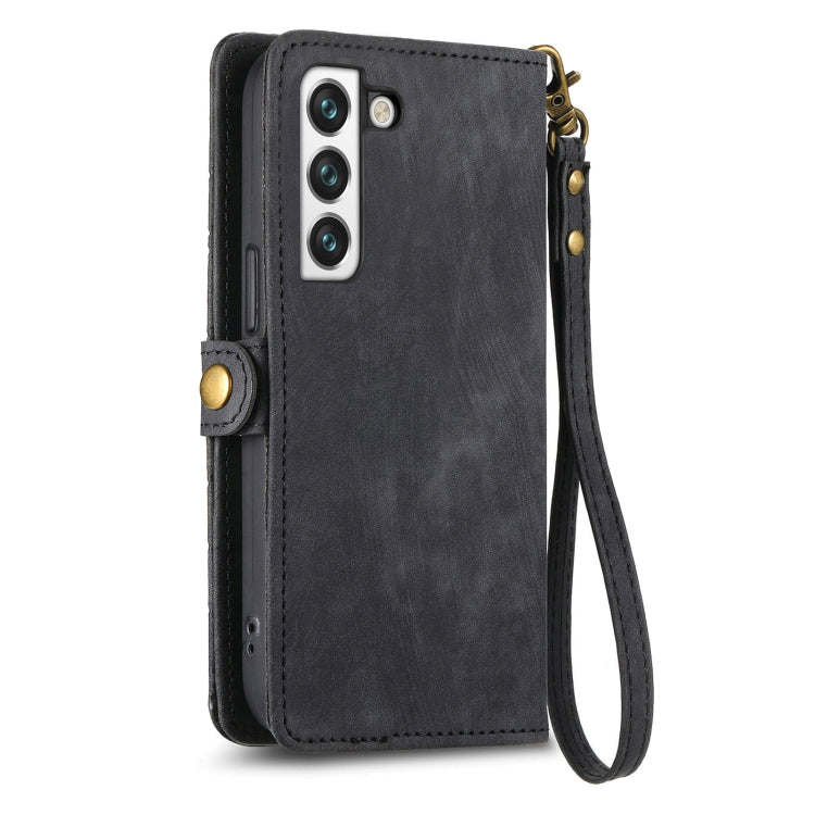 For Samsung Galaxy Note20 Geometric Zipper Wallet Side Buckle Leather Phone Case(Black)