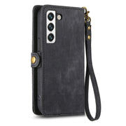 For Samsung Galaxy Note20 Geometric Zipper Wallet Side Buckle Leather Phone Case(Black)