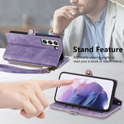 For Samsung Galaxy Note20 Ultra Geometric Zipper Wallet Side Buckle Leather Phone Case(Purple)
