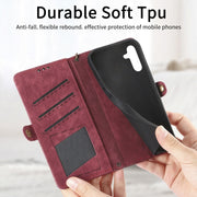 For Samsung Galaxy A41 Geometric Zipper Wallet Side Buckle Leather Phone Case(Red)
