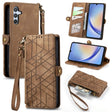 For Samsung Galaxy A41 Geometric Zipper Wallet Side Buckle Leather Phone Case(Brown) - free shipping - PMC TechLife - Order now!