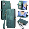 For Samsung Galaxy A71 Geometric Zipper Wallet Side Buckle Leather Phone Case(Green) - free shipping - PMC TechLife - Order now!