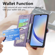 For Samsung Galaxy A71 Geometric Zipper Wallet Side Buckle Leather Phone Case(Purple)