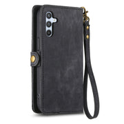 For Samsung Galaxy A71 Geometric Zipper Wallet Side Buckle Leather Phone Case(Black)