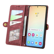 For Samsung Galaxy S25 5G Geometric Zipper Wallet Side Buckle Leather Phone Case(Red)