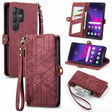For Samsung Galaxy S25 Ultra 5G Geometric Zipper Wallet Side Buckle Leather Phone Case(Red) - Galaxy S25 Ultra 5G Cases by PMC Jewellery | Online Shopping South Africa | PMC Jewellery | Buy Now Pay Later Mobicred