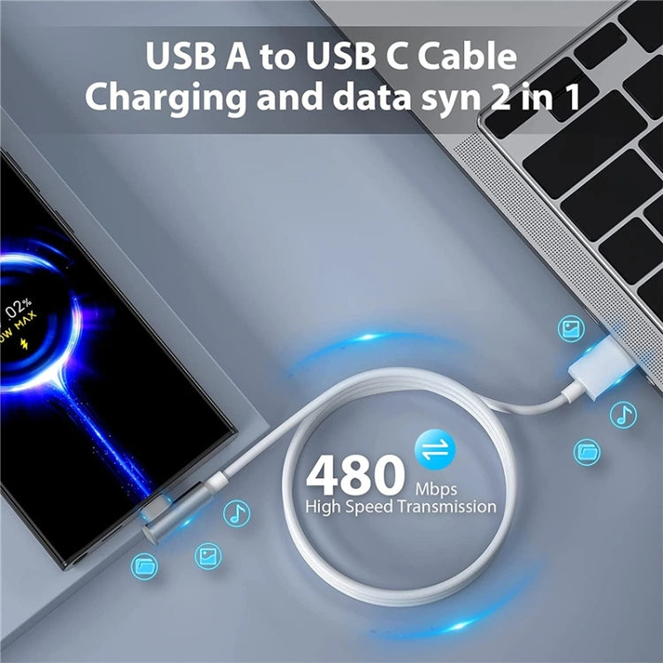 5pcs XJ-93 1m 120W USB to Type-C Elbow Fast Charging Data Cable for vivo and Other Phone(White)