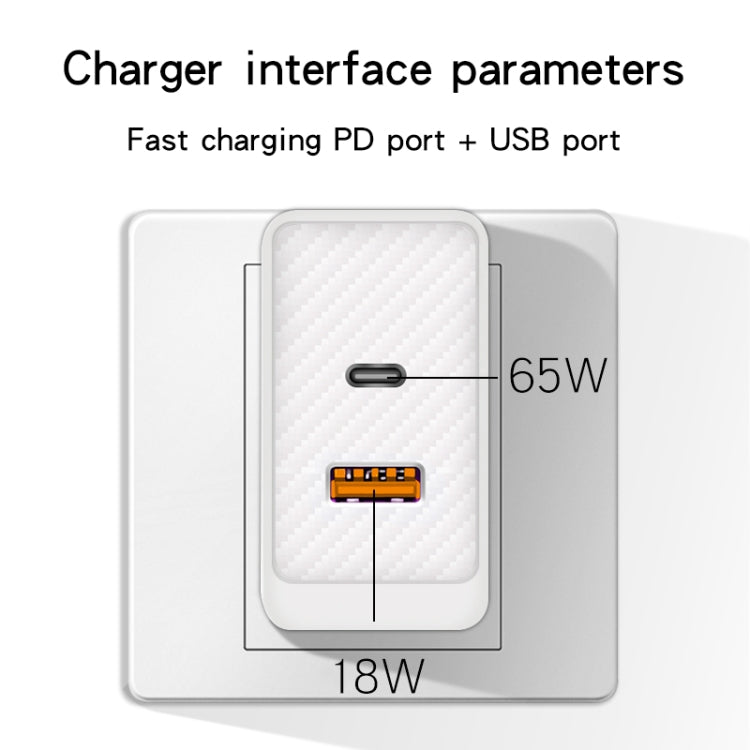 GaN PD48W Type-C PD3.0 + USB3.0 Fast Charger ，US Plug(Black)