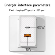GaN PD48W Type-C PD3.0 + USB3.0 Fast Charger ，US Plug(Black)