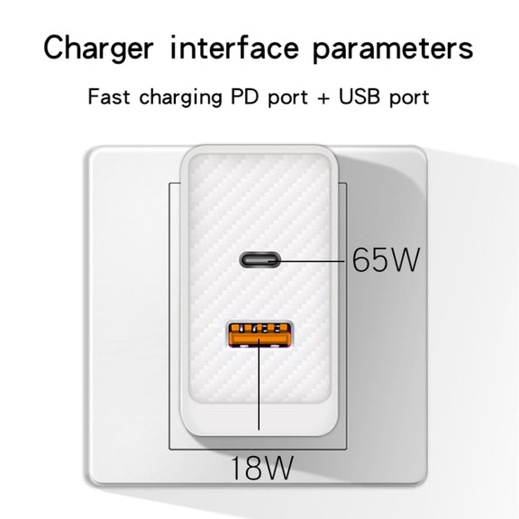 GaN PD48W Type-C PD3.0 + USB3.0 Fast Charger ，US Plug(Black)