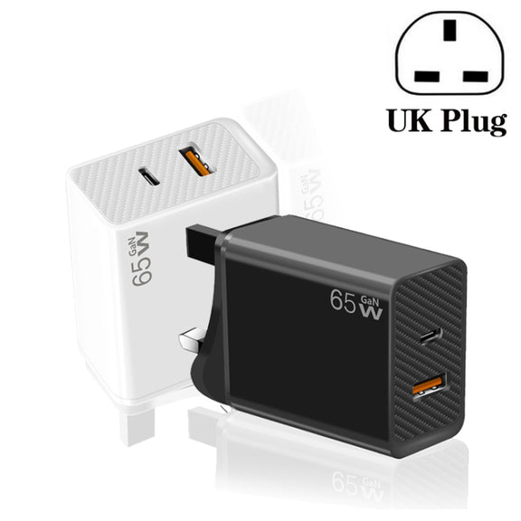 GaN PD48W Type-C PD3.0 + USB3.0 Notebook Adapter ，UK Plug(White)