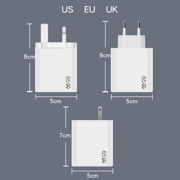 GaN PD48W Type-C PD3.0 + USB3.0 Notebook Adapter ，UK Plug(White)