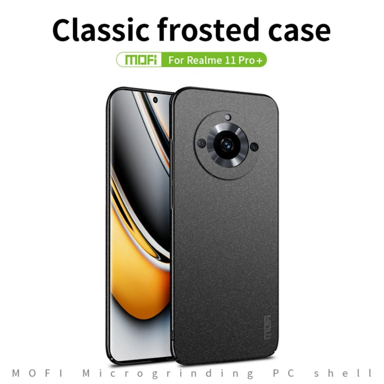 For Realme 11 Pro+ MOFI Fandun Series Frosted PC Ultra-thin All-inclusive Phone Case(Blue)