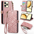 For Realme C53 Geometric Zipper Wallet Side Buckle Leather Phone Case(Pink) - Realme Cases by PMC TechLife | Online Shopping South Africa | PMC TechLife | Buy Now Pay Later Mobicred