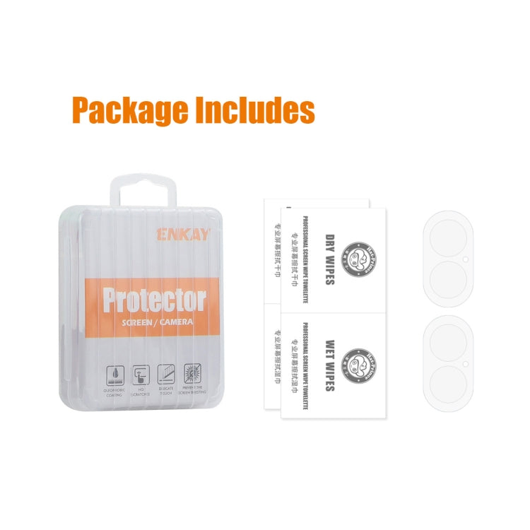 For iPhone 16 / 16 Plus 2pcs ENKAY Hat-Prince 9H Rear Camera Lens Tempered Glass Film