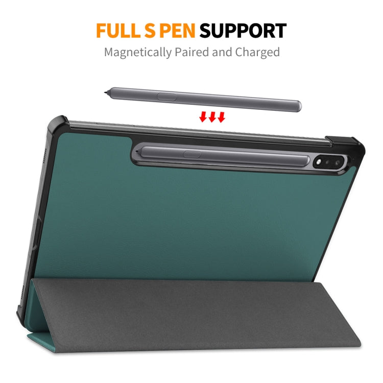 For Samsung Galaxy Tab S9 ENKAY Tri-fold Custer Texture Leather Smart Tablet Case(Grey)