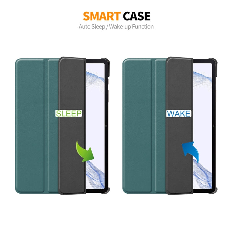 For Samsung Galaxy Tab S9 ENKAY Tri-fold Custer Texture Leather Smart Tablet Case(Dark Blue)