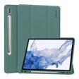 For Samsung Galaxy Tab S9 ENKAY Tri-fold Custer Leather TPU Bottom Smart Case with Pen Slot(Dark Green) - Galaxy Tab S9 Cases by ENKAY | Online Shopping South Africa | PMC TechLife | Buy Now Pay Later Mobicred