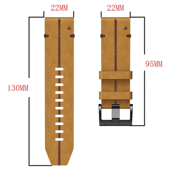 For Garmin Quatix 5 Leather Textured 22mm Watch Band(Black)