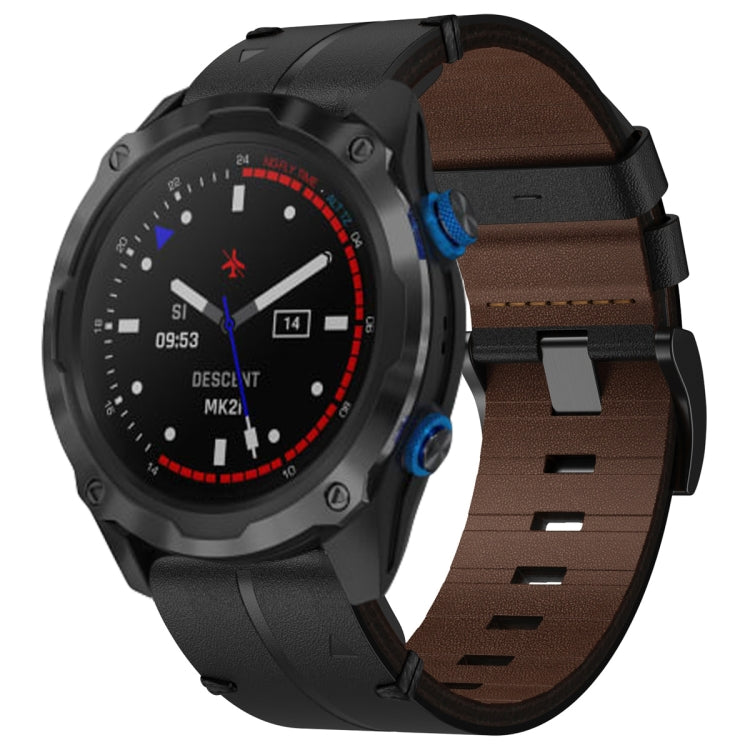 For Garmin Descent MK 2i Leather Textured 26mm Watch Band(Black)