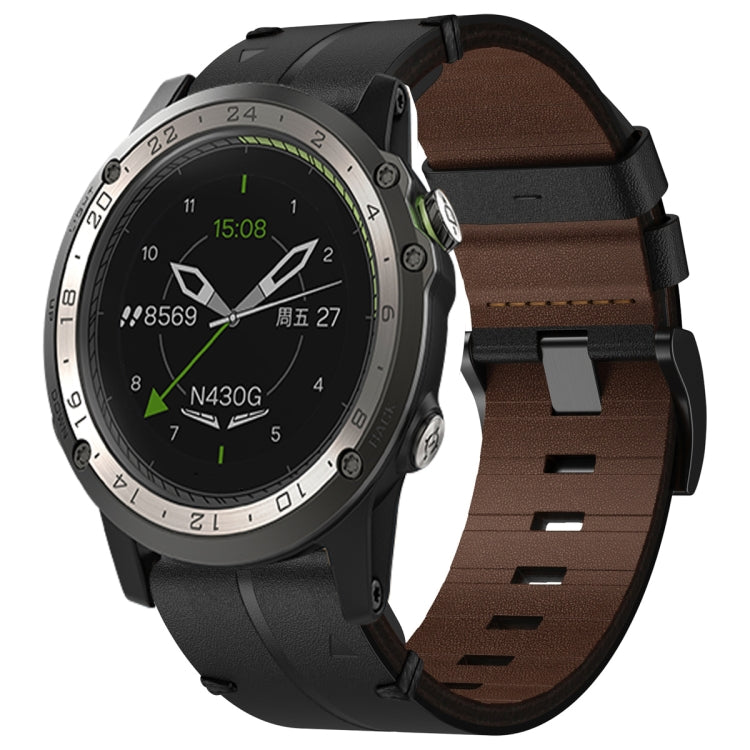 Compatible with Garmin D2 Charlie 26mm Leather Textured Watch Band(Black)
