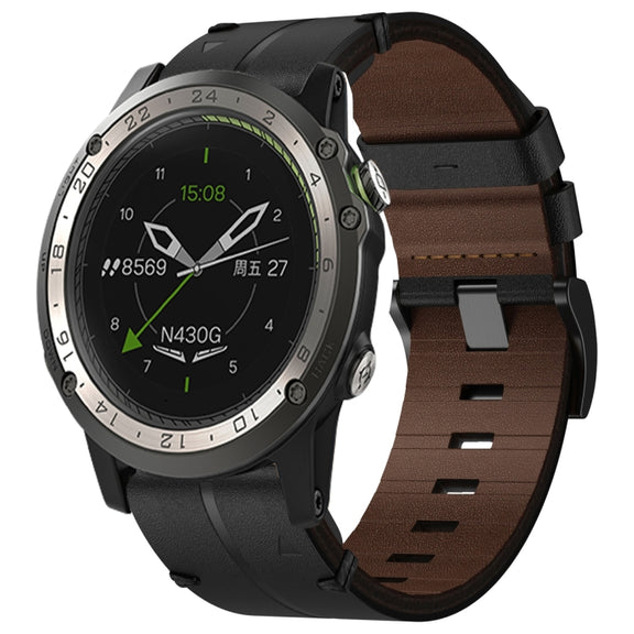 Compatible with Garmin D2 Charlie 26mm Leather Textured Watch Band(Black)