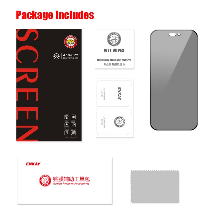 For iPhone 15 Pro Max ENKAY Hat-Prince 28 Degree Anti-peeping Tempered Glass Full Screen Film